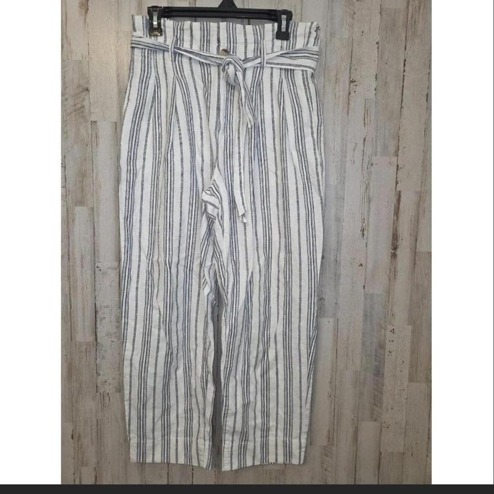 Madewell size 6 Linen blend Straight High-rise Paperbag Tie-waist Pleat Pants